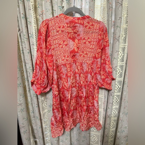 Elan NWT Coral Boho Floral Peasant Dress Small - Picture 6 of 6